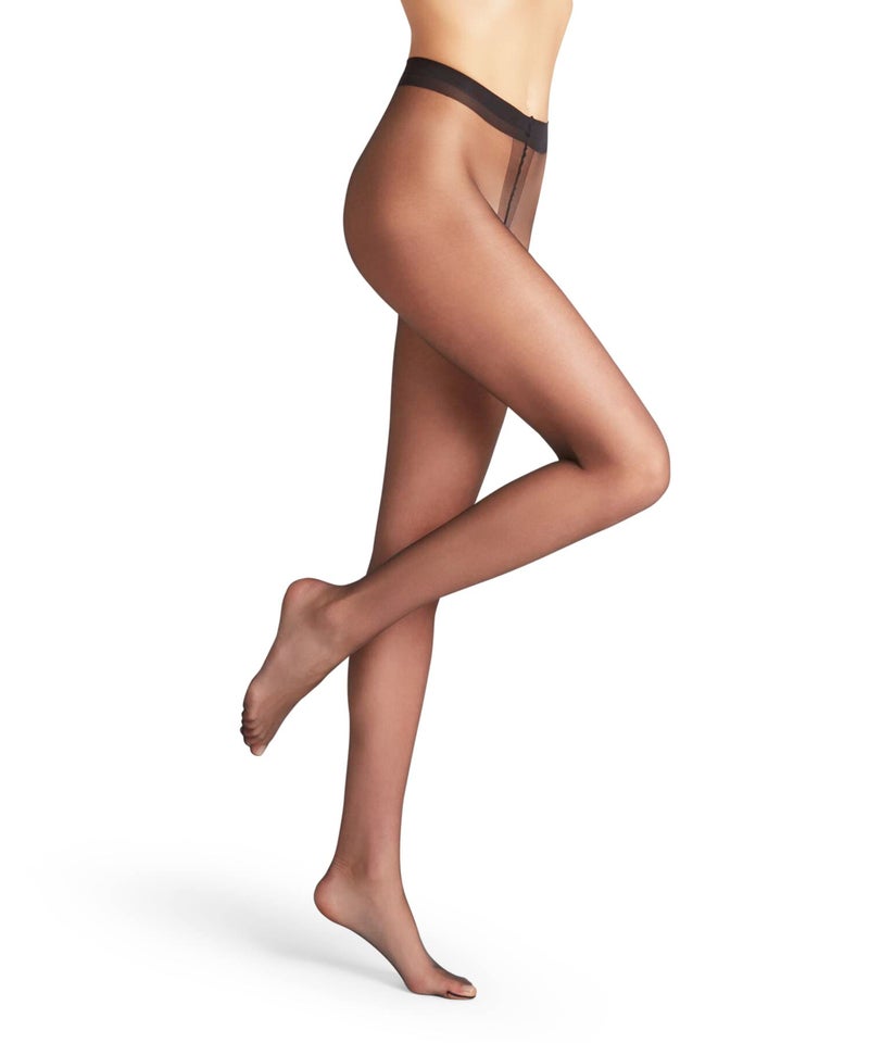 FALKE جوارب فالك النسائية شيلينا 12 دينير، لمسة لامعة، حزام خصر ضيق، شفاف للغاية، نايلون، أسود (أسود 3009)، S، 1 زوج - Image 1